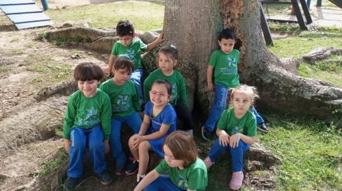 Jardim trabalhando o dia da árvore